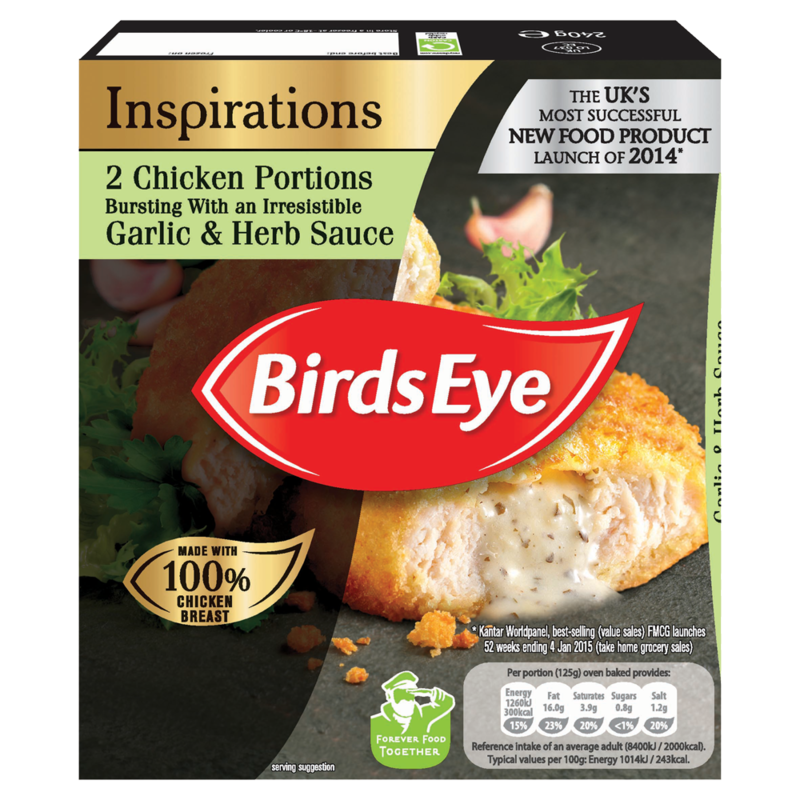 Birds Eye Inspirations 2 Chicken Portions Bursting with an Irresistible Garlic Herb Sauce 240g