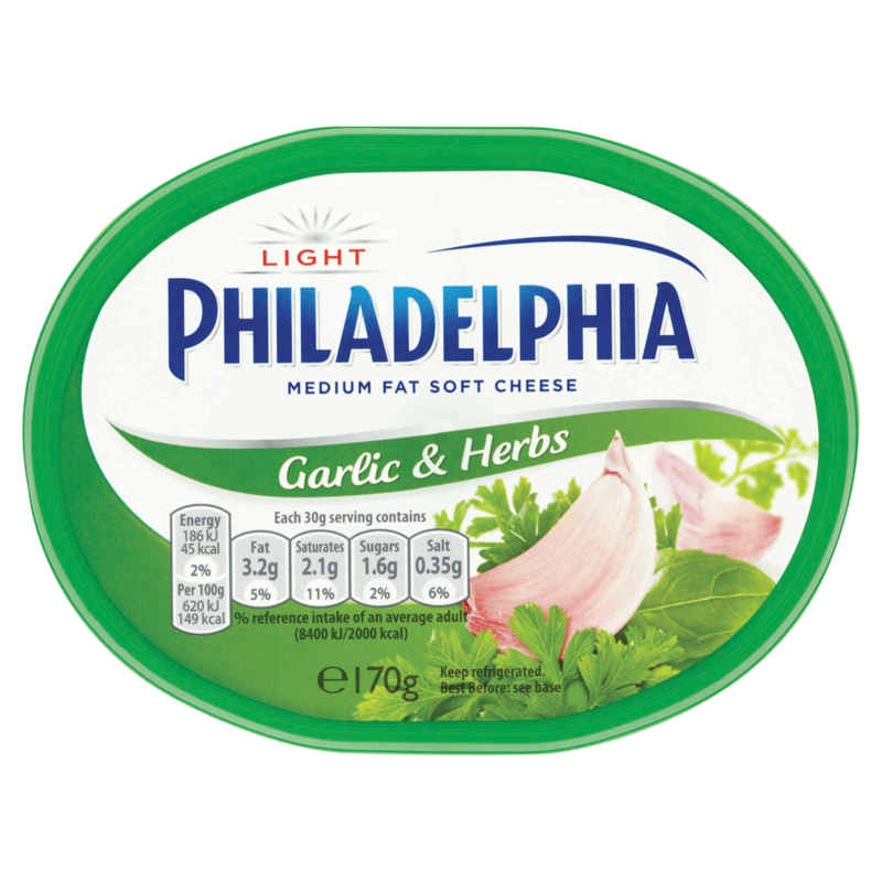 Philadelphia Light with Garlic and Herbs Soft White Cheese 170g