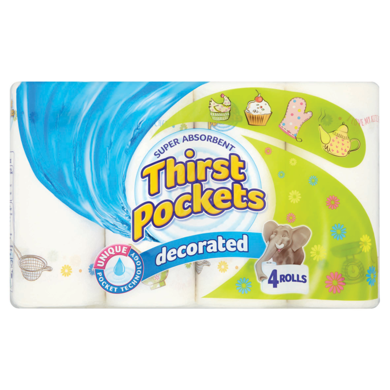Thirst Pockets Decorated 4 Rolls