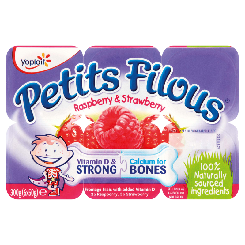 Yoplait Petits Filous Raspberry Strawberry 6 x 50g 300g